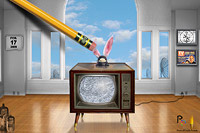 Pencil Pixels February 09 Calendar cover - Rabbit ears no more