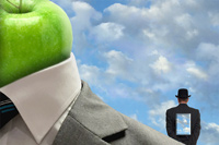 Pencil Pixels suit-of-clothes-with-an-apple-inside-while-magritte-watches