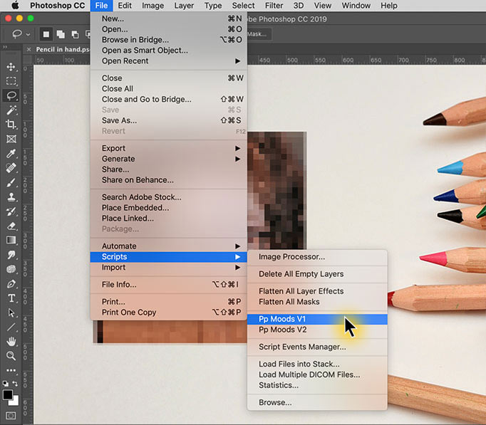 select directly from the photoshop's file menu